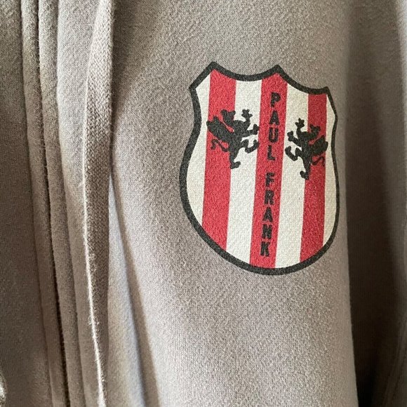 Mens Hoodie Full Zip Sweater Front Pullover Paul Frank Gray Sweatshirt XL - Picture 3 of 6